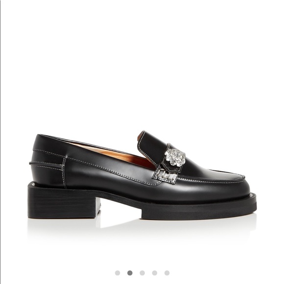 Ganni Shoes - Ganni Leather Embellished Moc Toe Loafer